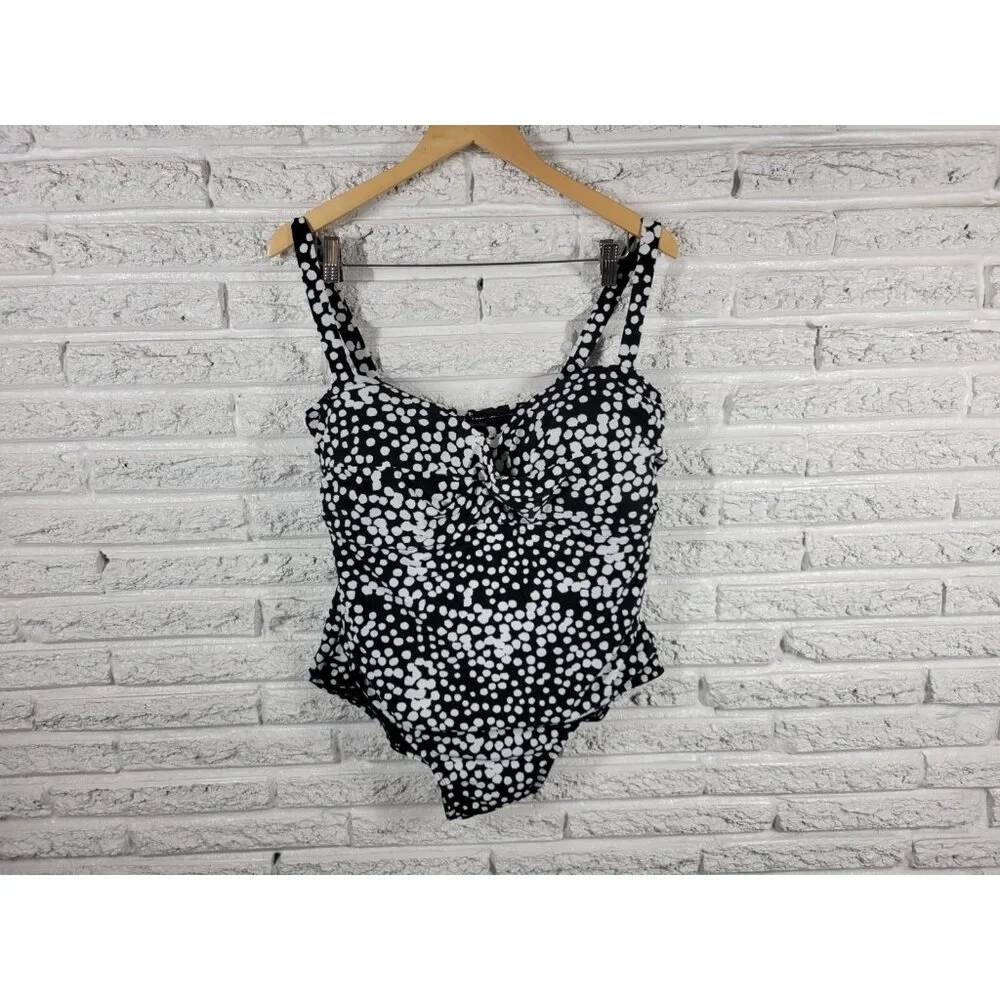 Catalina Women's 3X Swimsuit One Piece Plus Size Black White GEO51XE